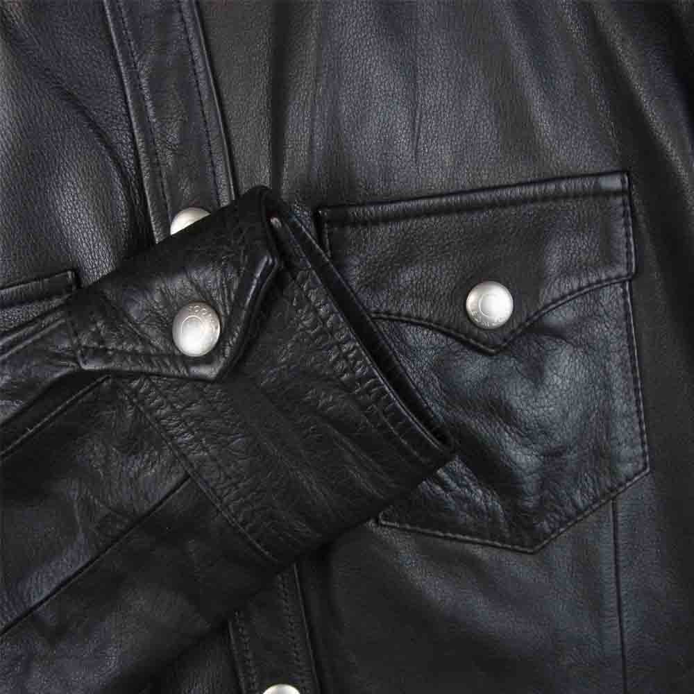 REDMOON レッドムーン レザー 牛革 キュプラ ウエスタン 長袖 シャツ 日本製 ブラック系 42【中古】