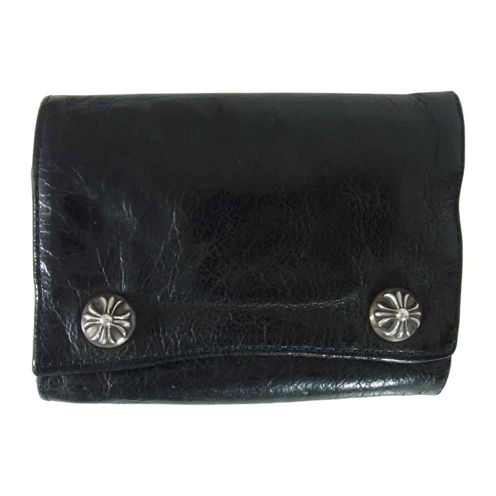 CHROME HEARTS クロムハーツ（原本無） 3 FOLD 3フォールド クロスボールボタン ブラック系【中古】