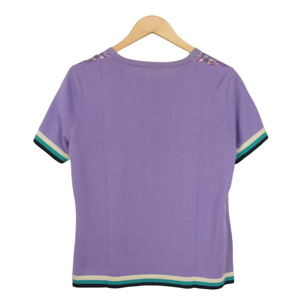 ETRO エトロ シルクペイズリー切替 クルーネック 半袖 ニット パープル系 46【中古】