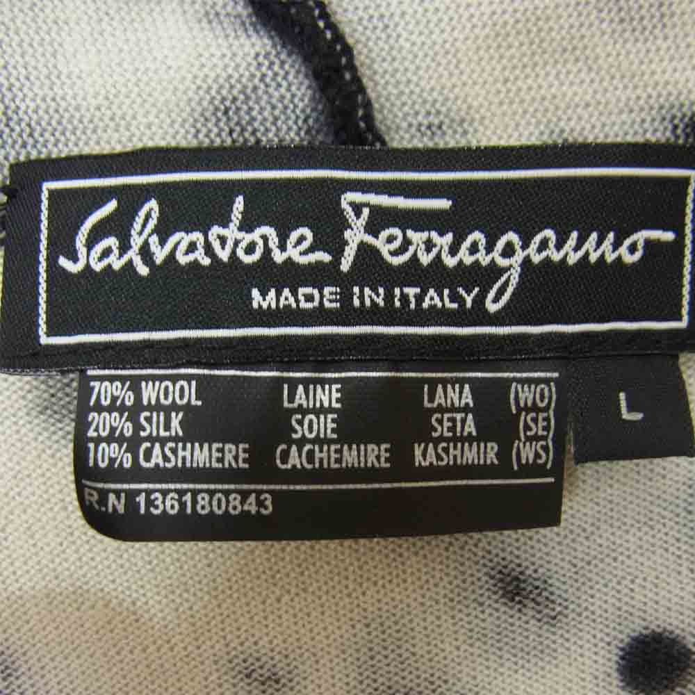 Salvatore Ferragamo サルヴァトーレフェラガモ イタリア製 シルクカシミヤ混ウール レオパード 長袖 ニット セーター グレー系 L【中古】