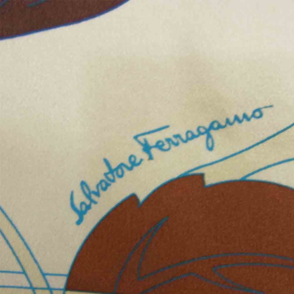 Salvatore Ferragamo サルヴァトーレフェラガモ シルク100％ フラワー柄 ブラウス 長袖 シャツ ブラウン系 38【中古】