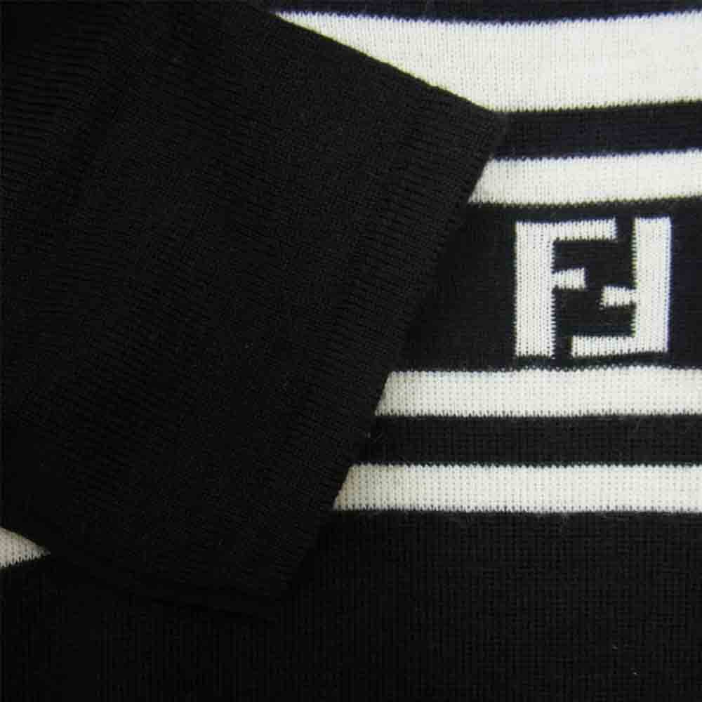 FENDI フェンディ イタリア製 ズッカ ロゴ ボーダー ニット セーター ブラック系 サイズ表記無【中古】