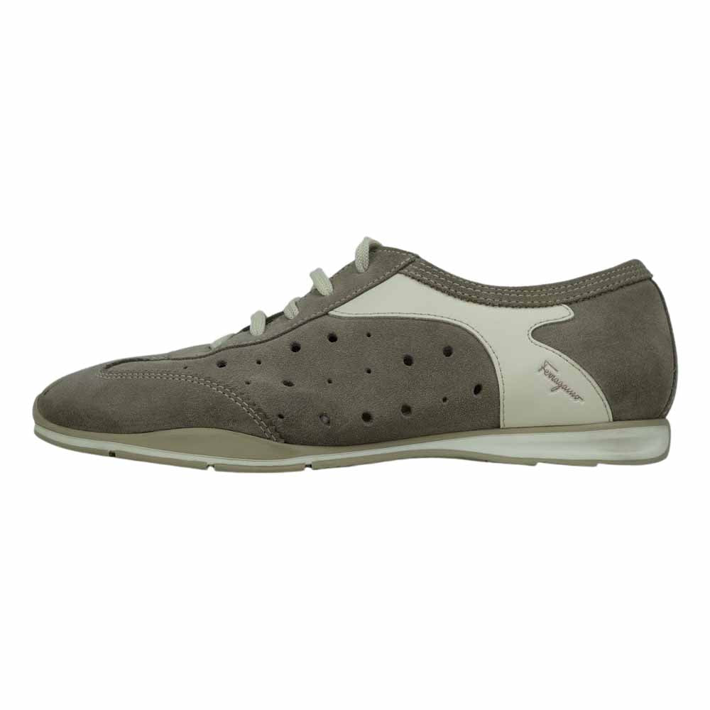 Salvatore Ferragamo サルヴァトーレフェラガモ パンチング スエード ローカット スニーカー グレー系 US7.5【中古】