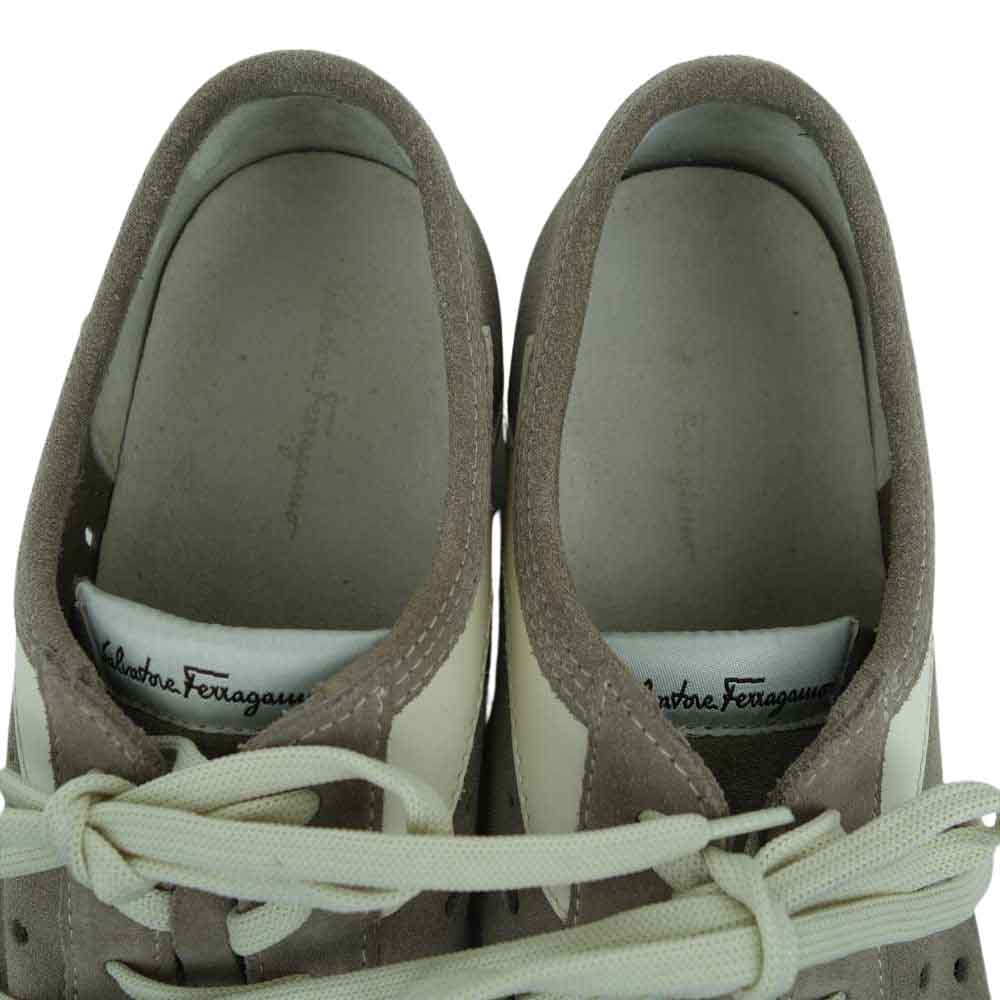 Salvatore Ferragamo サルヴァトーレフェラガモ パンチング スエード ローカット スニーカー グレー系 US7.5【中古】