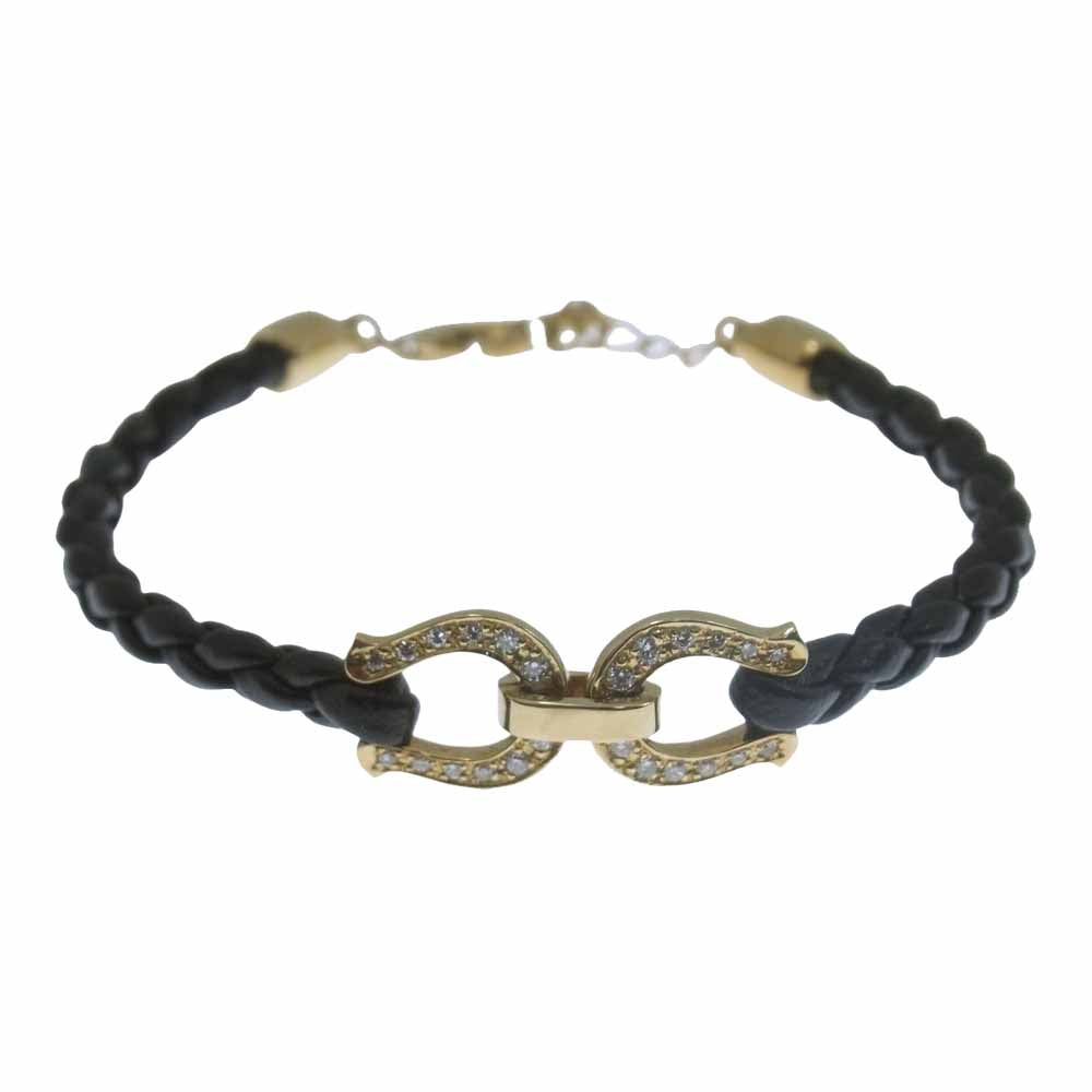シンパシー オブ ソウル B1614Y8D Horseshoe Leather Bracelet K18 YG w/Diamond ホースシュー ダイヤ レザー ブレスレット【中古】