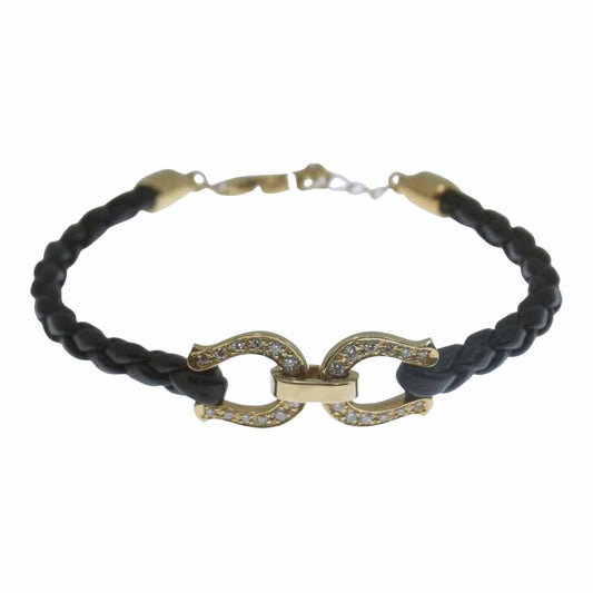 シンパシー オブ ソウル B1614Y8D Horseshoe Leather Bracelet K18 YG w/Diamond ホースシュー ダイヤ レザー ブレスレット【中古】