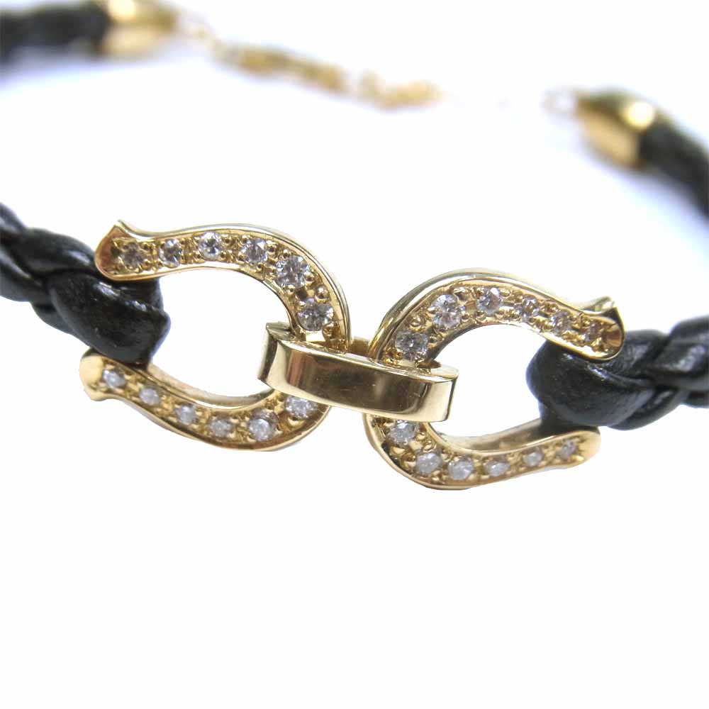 シンパシー オブ ソウル B1614Y8D Horseshoe Leather Bracelet K18 YG w/Diamond ホースシュー ダイヤ レザー ブレスレット【中古】