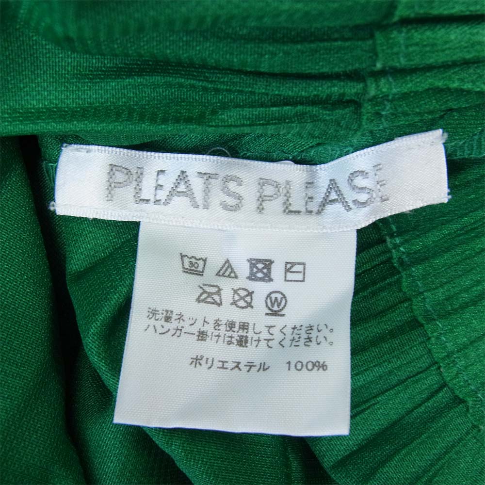 プリーツプリーズ ISSEY MIYAKE イッセイミヤケ PP83-JT512 プリーツ加工 ヘンリーネック ボックスシルエット カットソー グリーン グリーン系 3【美品】【中古】