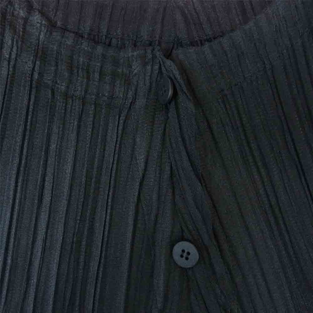 プリーツプリーズ ISSEY MIYAKE イッセイミヤケ PP83-JT512 プリーツ加工 ヘンリーネック ボックスシルエット カットソー ブラック ブラック系 3【美品】【中古】