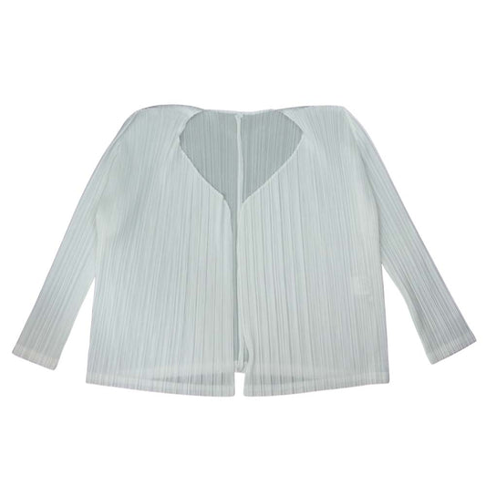 プリーツプリーズ ISSEY MIYAKE イッセイミヤケ PP51-J0247 プリーツ加工 ボタンレス カーディガン ホワイト系 4【中古】