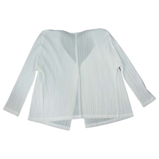 プリーツプリーズ ISSEY MIYAKE イッセイミヤケ PP51-J0247 プリーツ加工 ボタンレス カーディガン ホワイト系 4【中古】