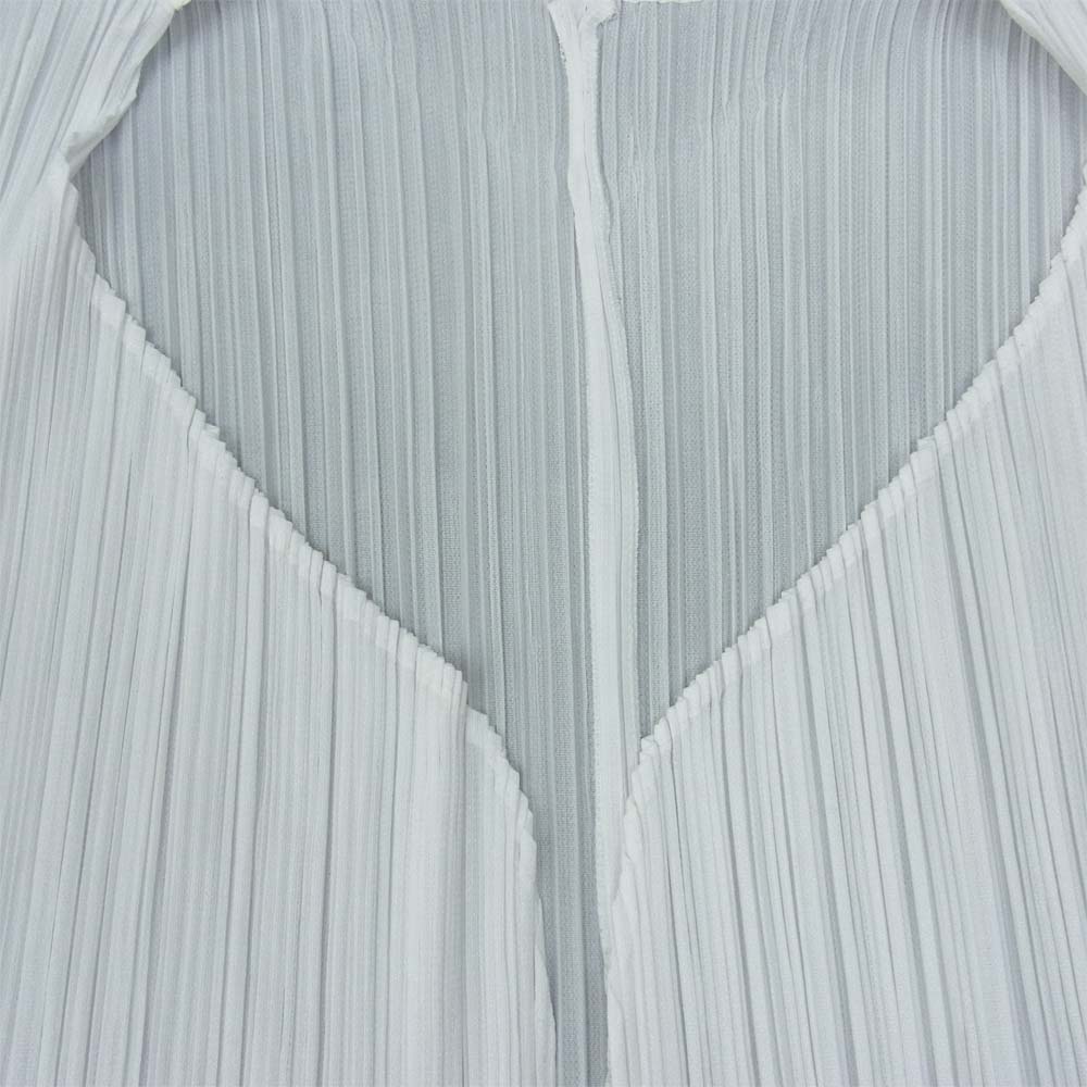 プリーツプリーズ ISSEY MIYAKE イッセイミヤケ PP51-J0247 プリーツ加工 ボタンレス カーディガン ホワイト系 4【中古】