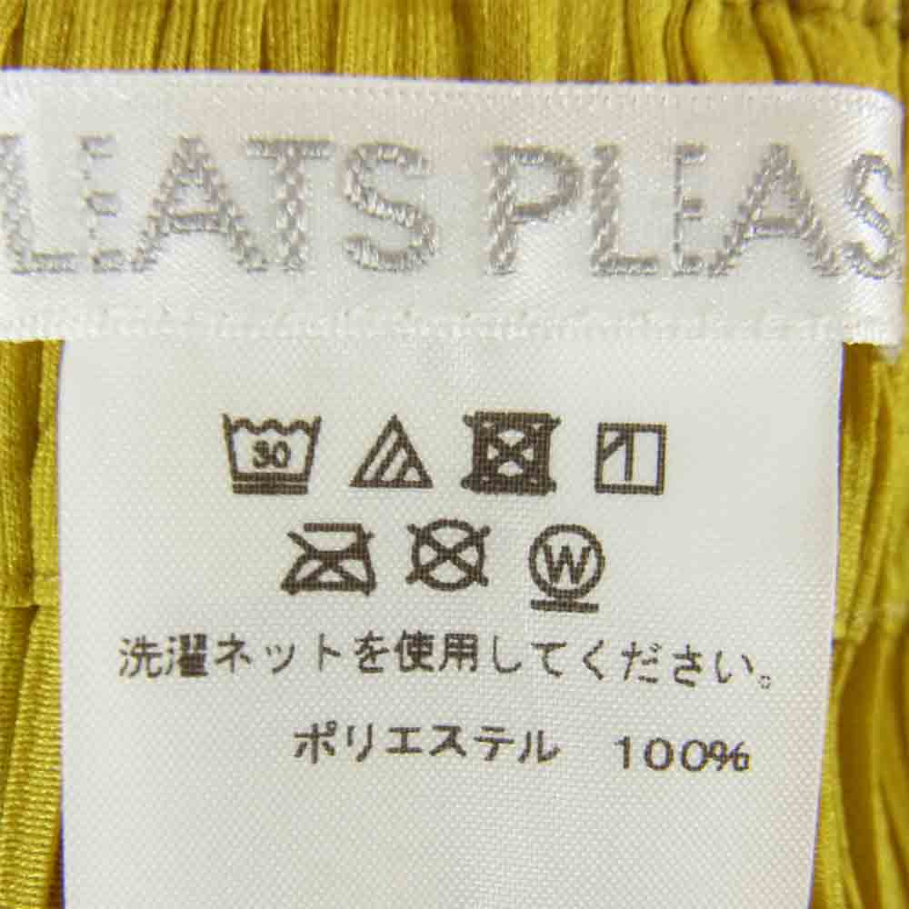 プリーツプリーズ ISSEY MIYAKE イッセイミヤケ PP03-JF143 プリーツ加工 ワイドパンツ マスタードカラー イエロー系 4【美品】【中古】