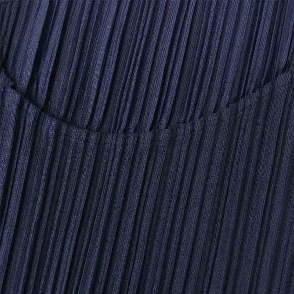 プリーツプリーズ ISSEY MIYAKE イッセイミヤケ PP11-JT501 SHINY ROUND Tunic ラウンド チュニック カットソー ネイビー系 3【美品】【中古】