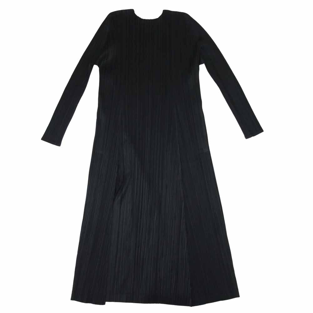 プリーツプリーズ ISSEY MIYAKE イッセイミヤケ PP81-JH146 プリーツ加工 サイドスリット ワンピース ブラック系 3【美品】【中古】