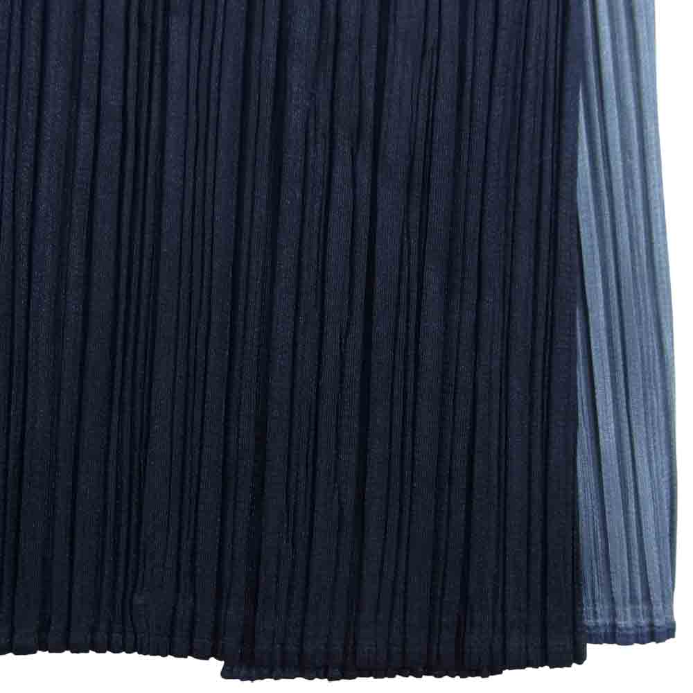 プリーツプリーズ ISSEY MIYAKE イッセイミヤケ 21SS PP11-JF563 DELTA Trousers サイド切替 プリーツ加工 ワイドパンツ ネイビー系 5【美品】【中古】