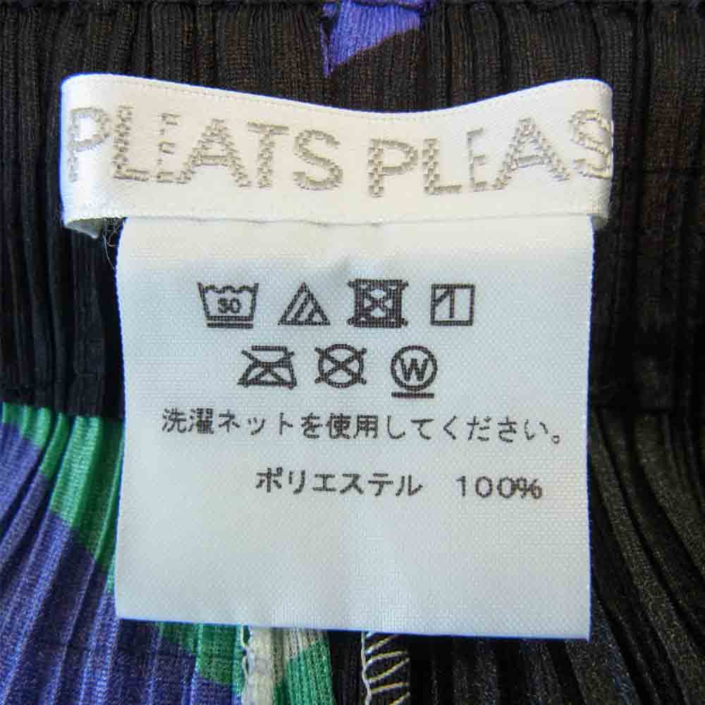 プリーツプリーズ ISSEY MIYAKE イッセイミヤケ PP73-JF784 プリーツ加工 総柄 フレアワイドパンツ マルチカラー系 4【美品】【中古】