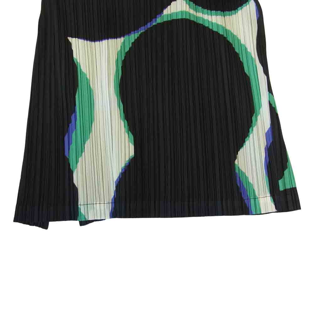 プリーツプリーズ ISSEY MIYAKE イッセイミヤケ PP73-JF784 プリーツ加工 総柄 フレアワイドパンツ マルチカラー系 4【美品】【中古】