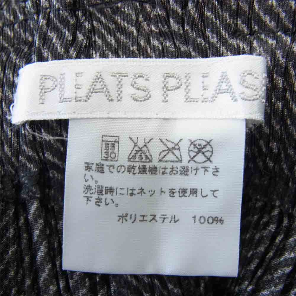 プリーツプリーズ ISSEY MIYAKE イッセイミヤケ PP61-JF443 綾織柄 プリーツ加工 袴 ハカマ ワイドパンツ ブラック系 4【美品】【中古】