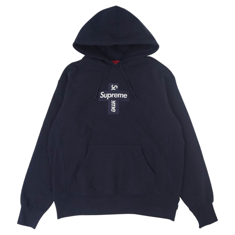 Supreme シュプリーム 20AW Cross Box Logo Hooded Sweatshirt クロスボックスロゴ フーディ ネイビー系 S【美品】【中古】