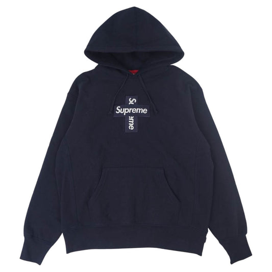 Supreme シュプリーム 20AW Cross Box Logo Hooded Sweatshirt クロスボックスロゴ フーディ ネイビー系 S【美品】【中古】
