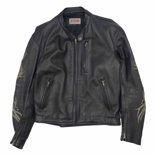KADOYA カドヤ RADS トライバル 刺繍 レザー ライダース ジャケット ブラック系 LL【中古】