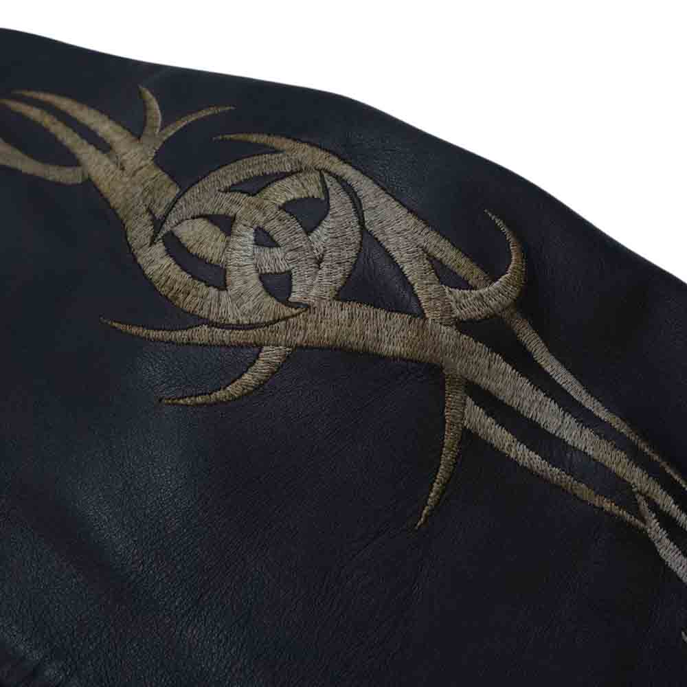 KADOYA カドヤ RADS トライバル 刺繍 レザー ライダース ジャケット ブラック系 LL【中古】