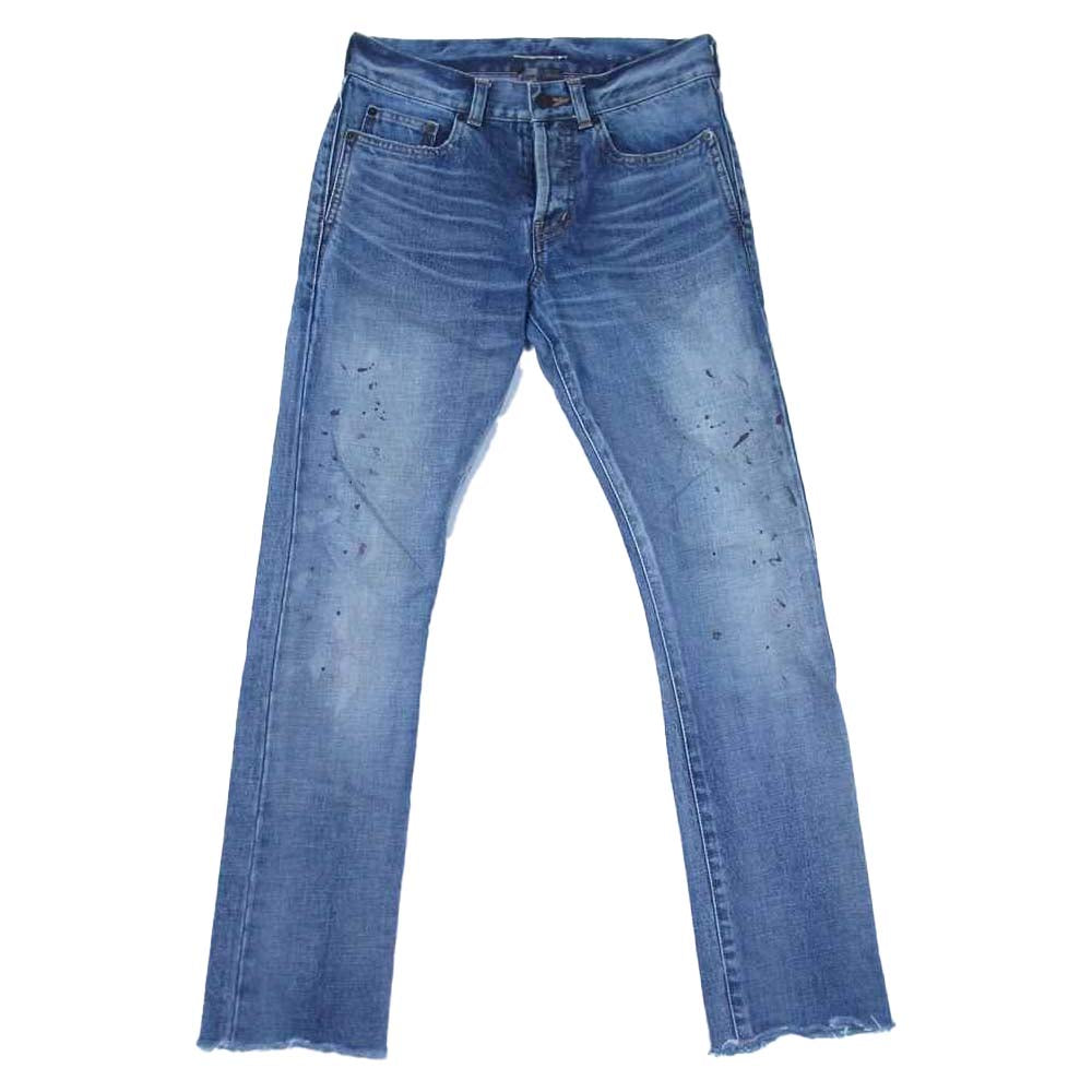 SAINT LAURENT サンローラン 526881 Y750T 国内正規品 ペンキ ダメージ加工 スリム デニム パンツ インディゴブルー系 W25【中古】