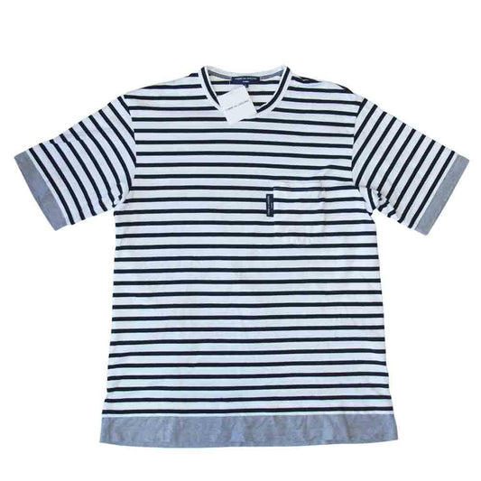 COMME des GARCONS コムデギャルソン HOMME オム AD2020 HG-T005 ボーダー レイヤード Tシャツ カットソー ブラック系 ホワイト系 L【美品】【中古】