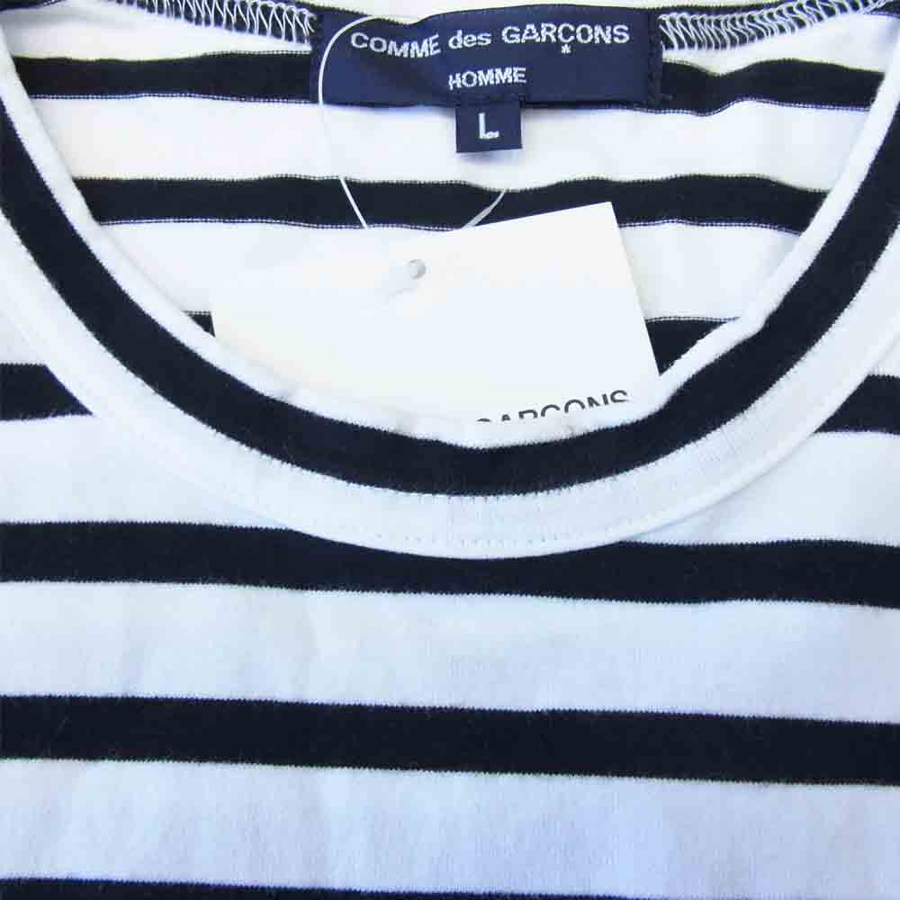 COMME des GARCONS コムデギャルソン HOMME オム AD2020 HG-T005 ボーダー レイヤード Tシャツ カットソー ブラック系 ホワイト系 L【美品】【中古】