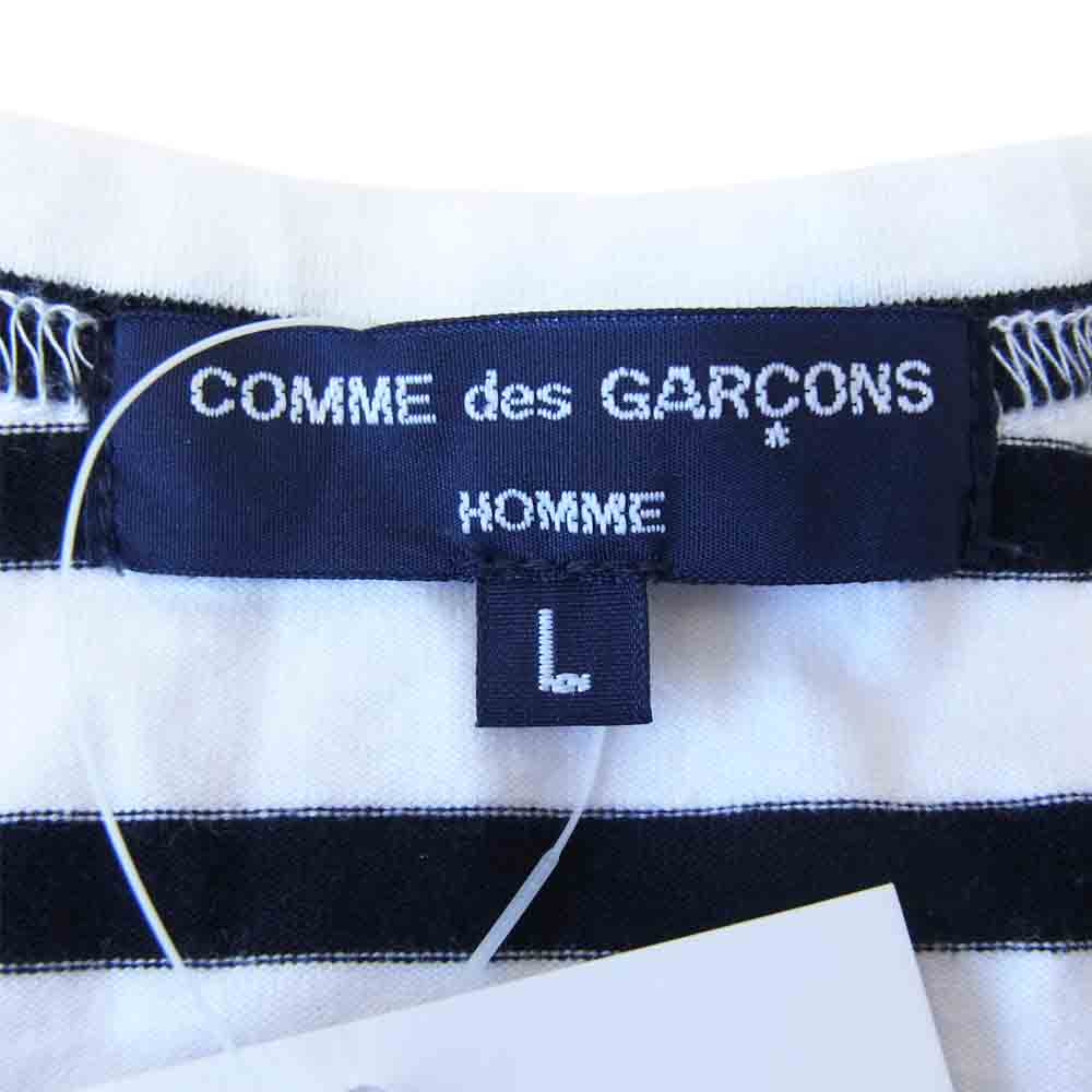 COMME des GARCONS コムデギャルソン HOMME オム AD2020 HG-T005 ボーダー レイヤード Tシャツ カットソー ブラック系 ホワイト系 L【美品】【中古】