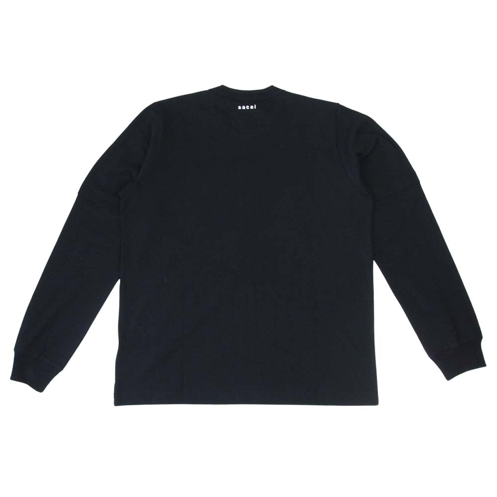 Sacai サカイ 21-0284S x KAWS カウズ Embroidery Long Sleeve T-Shirt エンブロイダリー ロングスリーブ 長袖 Tシャツ ブラック系 4【新古品】【未使用】【中古】