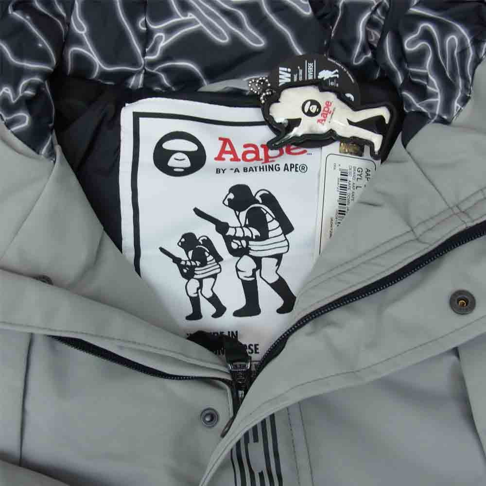 A BATHING APE アベイシングエイプ AAPE M729XX UNVS DOWN JACKET ダウンジャケット グレー系 L【美品】【中古】