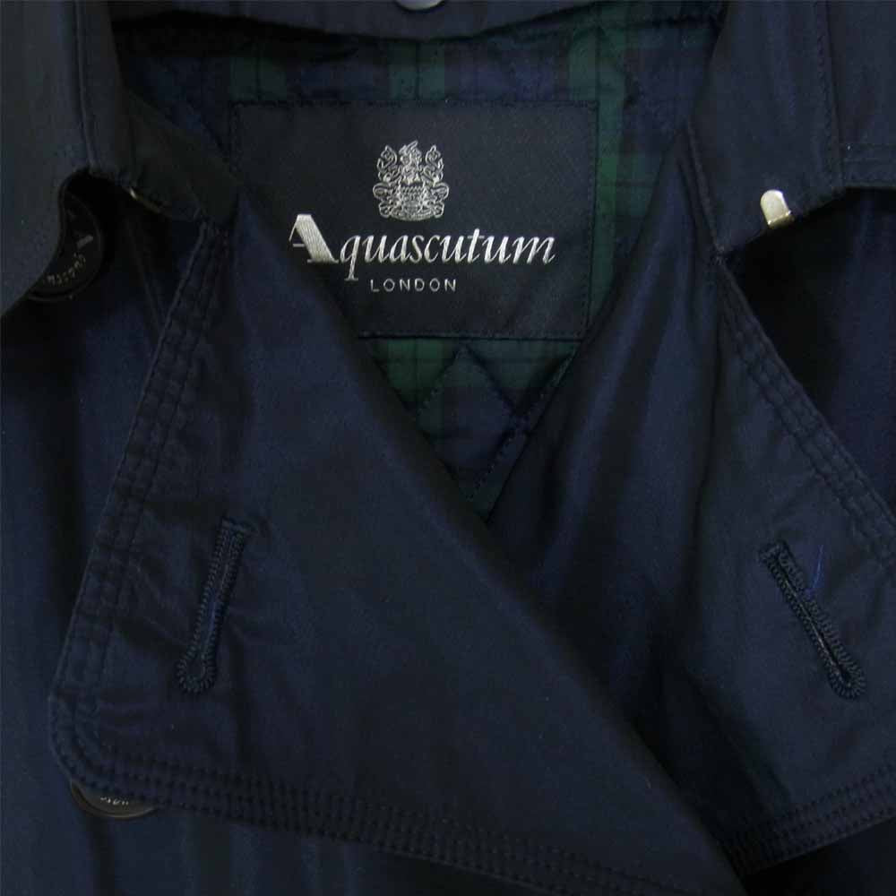 Aquascutum アクアスキュータム 1254080 着脱可能キルティングライナー付 トレンチコート ネイビー系 8【中古】