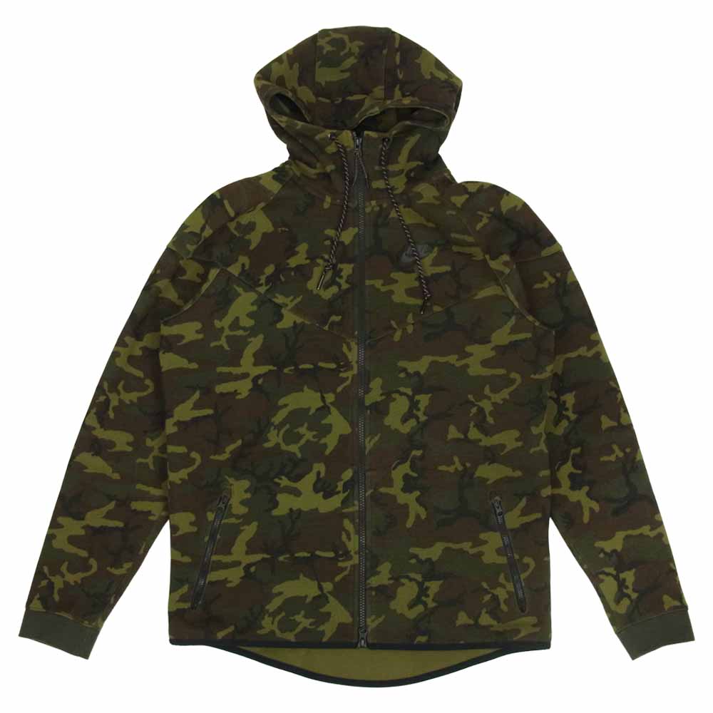 NIKE ナイキ 694005-355 TECH FLEECE CAMO テック フリース パーカー カーキ系 XL【中古】