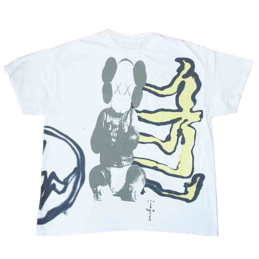 FRAGMENT DESIGN フラグメントデザイン CJFR-SS01 Travis Scott × Cactus Jack KAWS 半袖 Tシャツ L ホワイト系 L【新古品】【未使用】【中古】