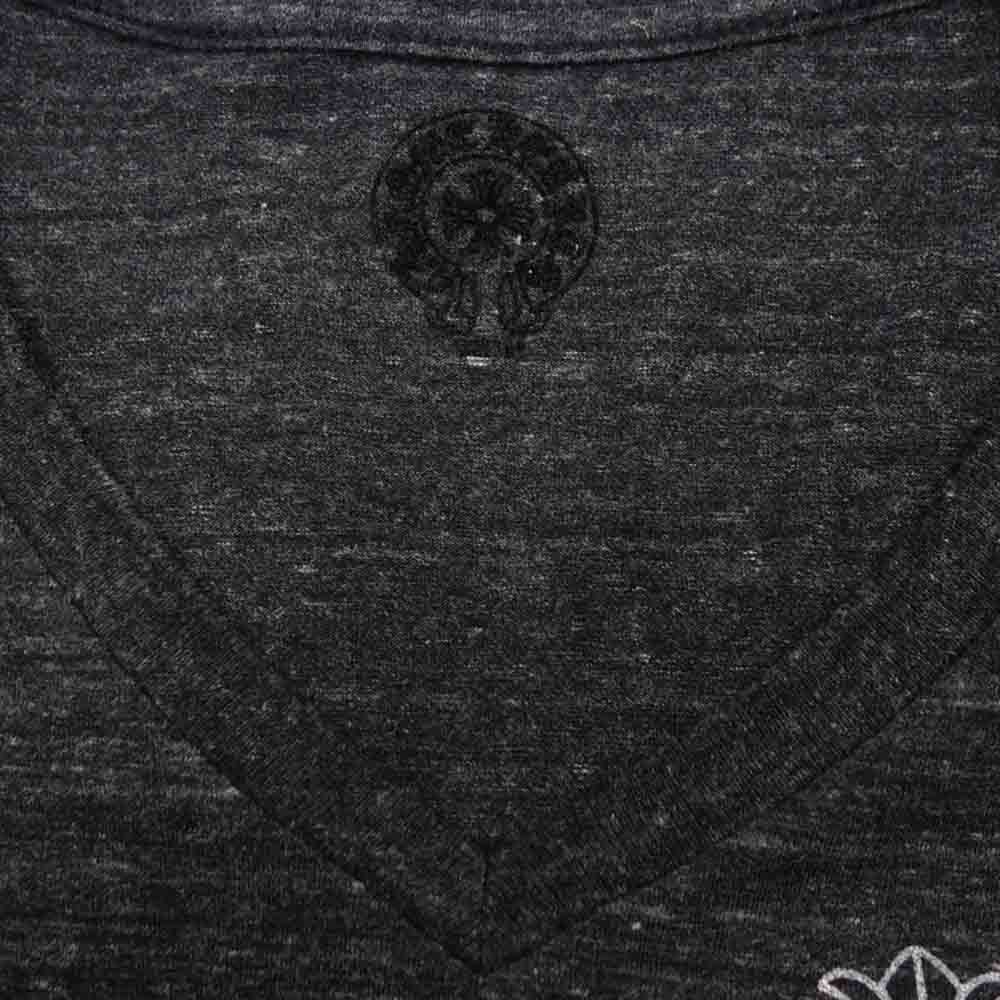 CHROME HEARTS クロムハーツ（原本無） 国内正規品 CHプラス バックプリント メランジ Vネック カットソー 半袖 ダークグレー系 M【中古】