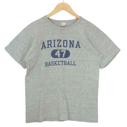 Champion チャンピオン 80‘ｓ トリコタグ 染み込み プリント tシャツ 霜降り グレー グレー系 L【中古】