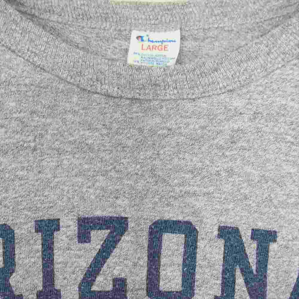 Champion チャンピオン 80‘ｓ トリコタグ 染み込み プリント tシャツ 霜降り グレー グレー系 L【中古】