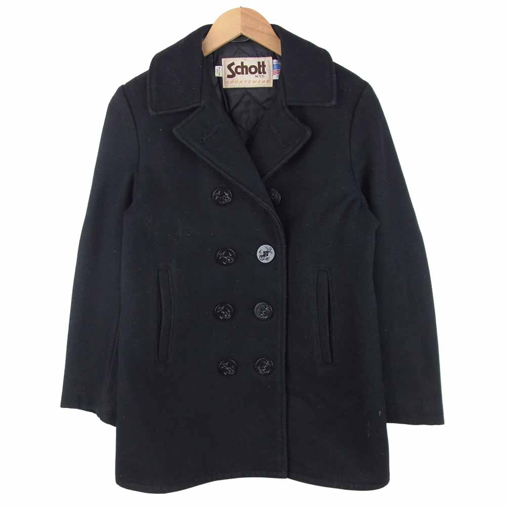 schott ショット 80s ウール Pコート ピーコート アメリカ製 ブラック系 18【中古】