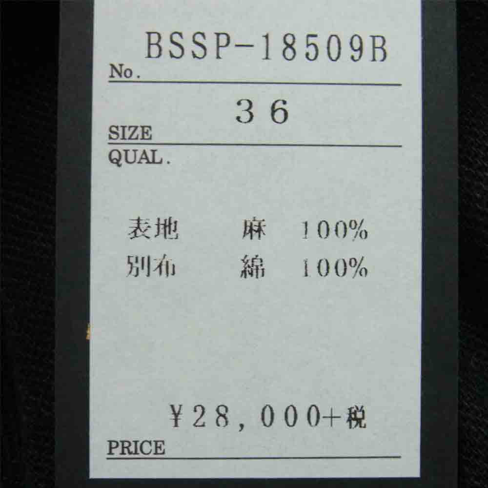 BLACK SIGN ブラックサイン 18SS BSSP-18509B Linen Twill Sheriff Breeches リネン ツイル シェリフ ブリーチズ パンツ ブラック系 36【中古】