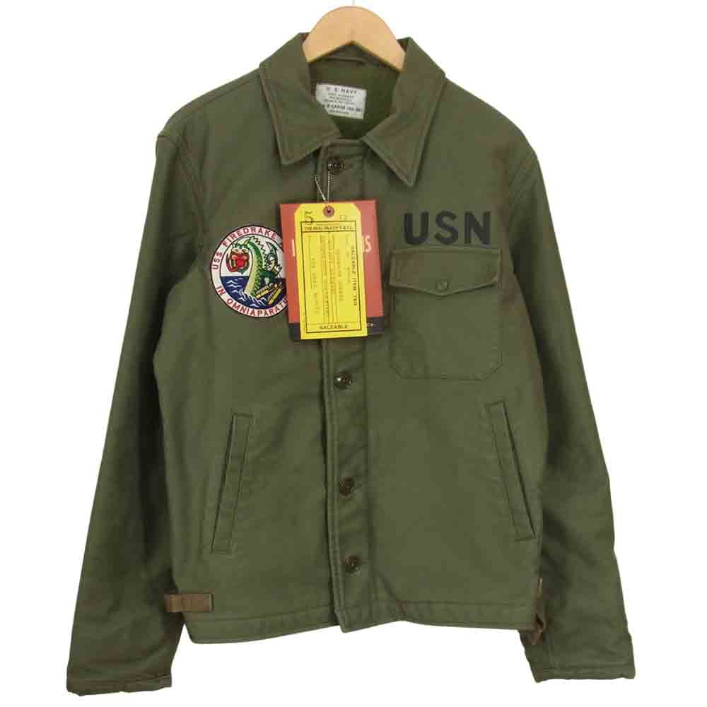 The REAL McCOY'S ザリアルマッコイズ MJ13114 A-2 DECK JACKET USS FIREDRAKE ファイアドレイク デッキジャケット カーキ系 XL【中古】