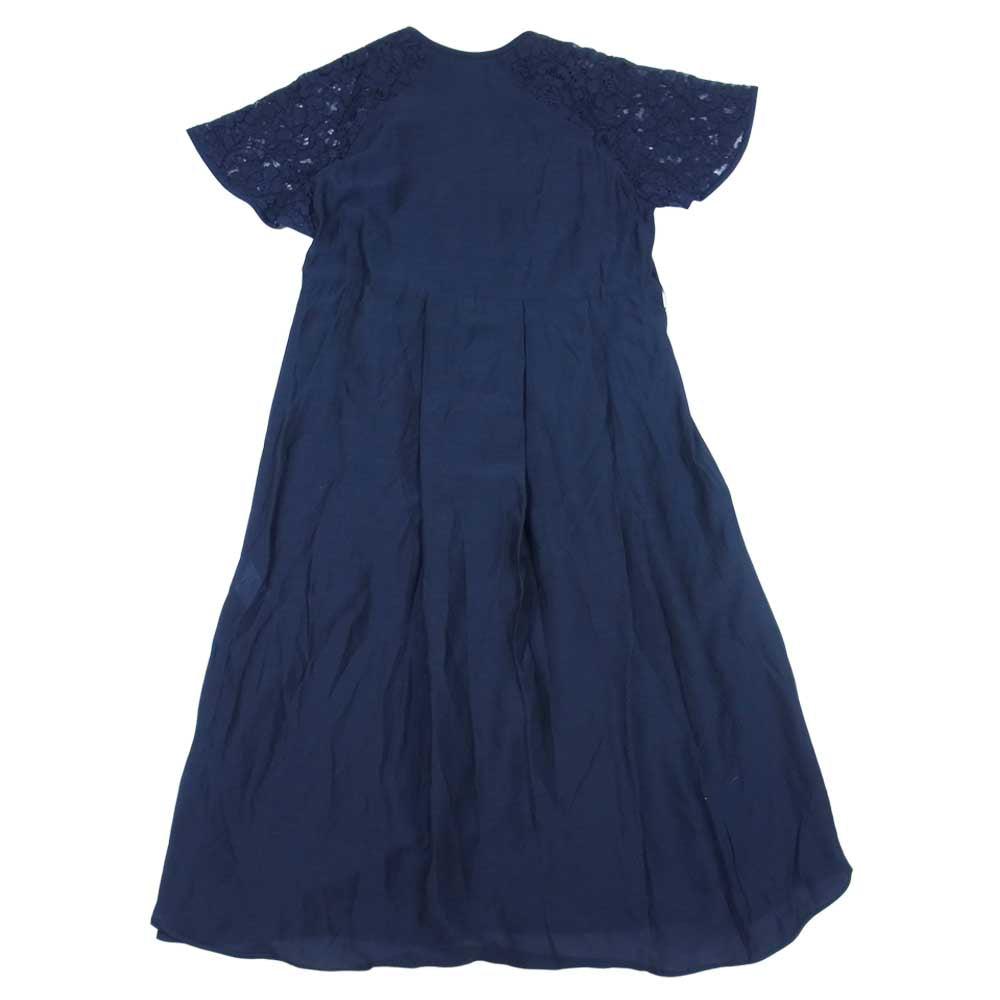 マメ MM15SS DR042 マメクロゴウチ Mame Kurogouchi レース切替 半袖ワンピース ネイビー系 1【中古】
