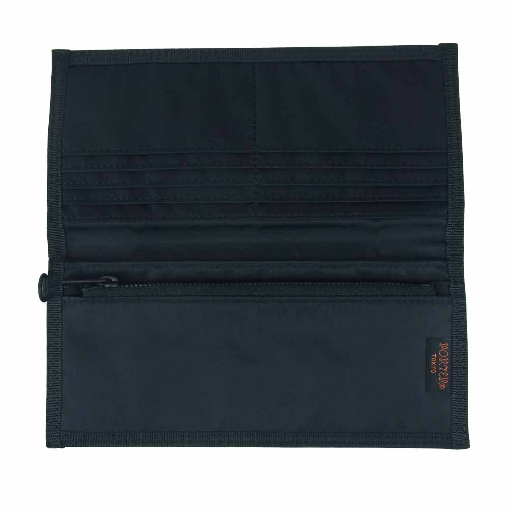 PORTER ポーター GHILLIE WALLET ダイヤシェイプ ロングウォレット 長財布 ブラック系 オレンジ系【美品】【中古】
