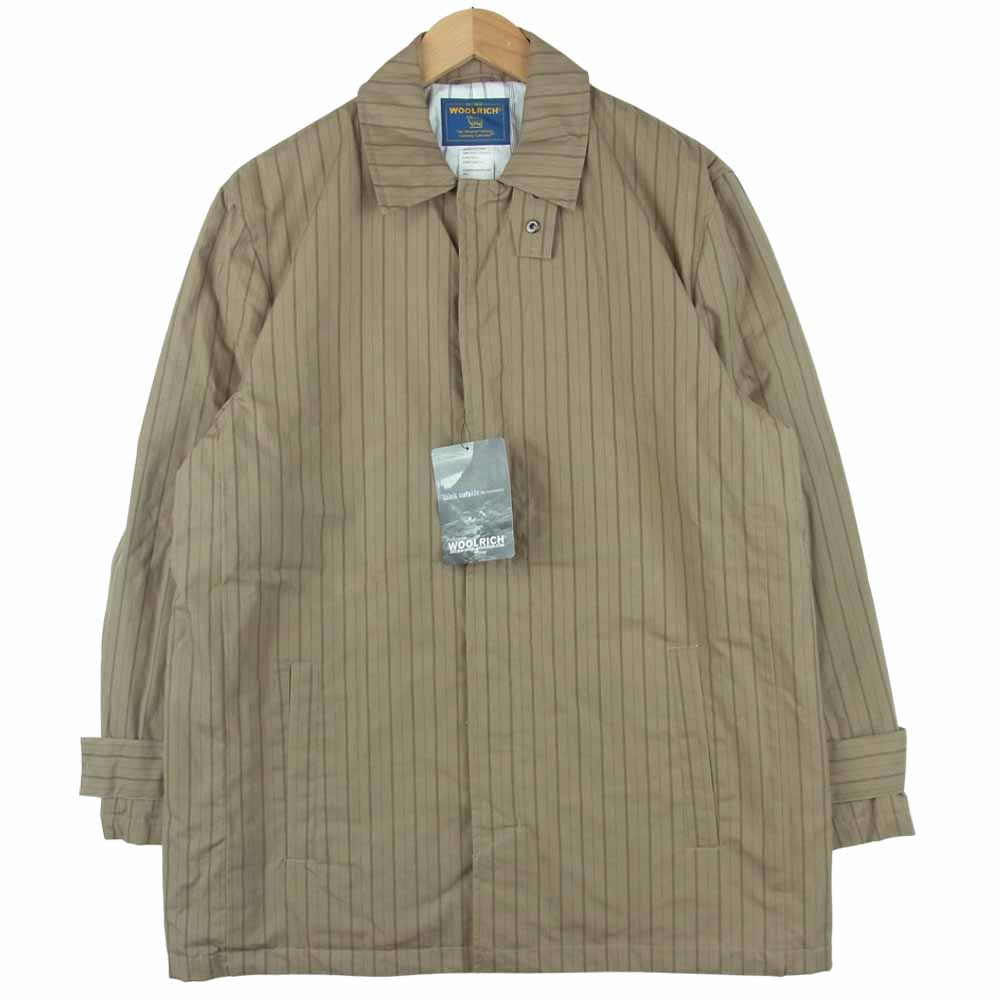 WOOLRICH ウールリッチ 2W5-9310 ストライプ ステンカラー コート コットン 中国製 ベージュ系 M【中古】