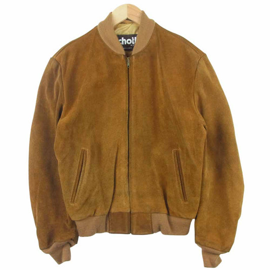 schott ショット 茶タグ スエード レザー ブルゾン ジャケット アメリカ製 ブラウン系 40【中古】