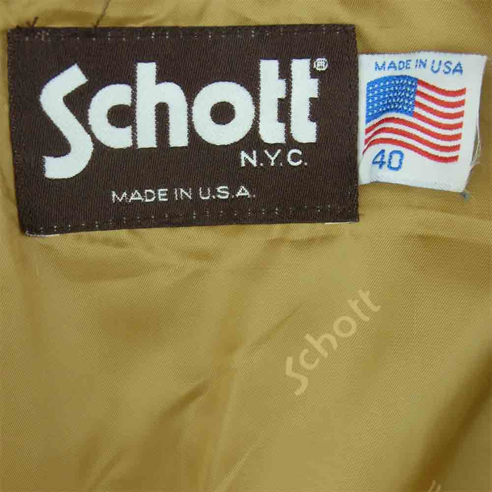 schott ショット 茶タグ スエード レザー ブルゾン ジャケット アメリカ製 ブラウン系 40【中古】
