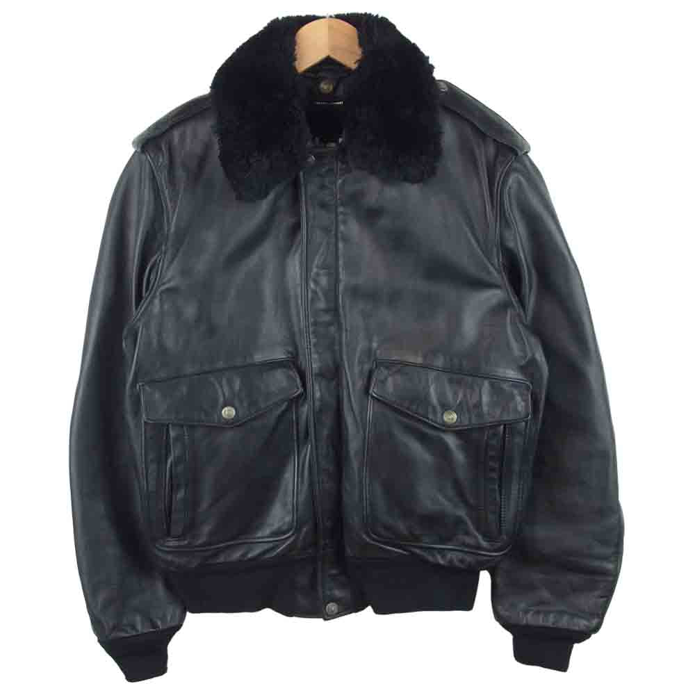 schott ショット 184SM SPORTSWEAR 襟ボア レザー ジャケット ブラック系 40【中古】