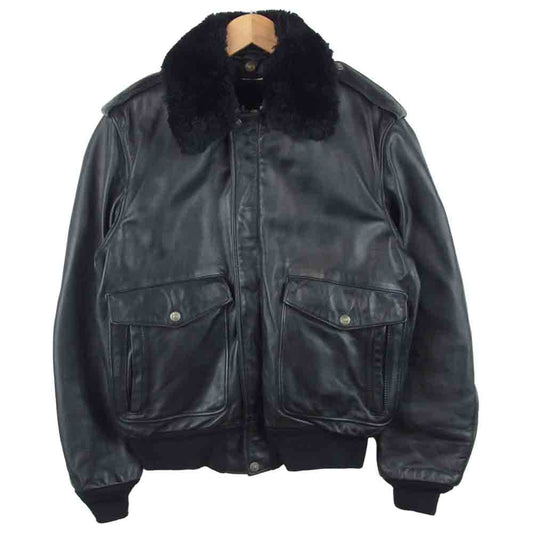 schott ショット 184SM SPORTSWEAR 襟ボア レザー ジャケット ブラック系 40【中古】