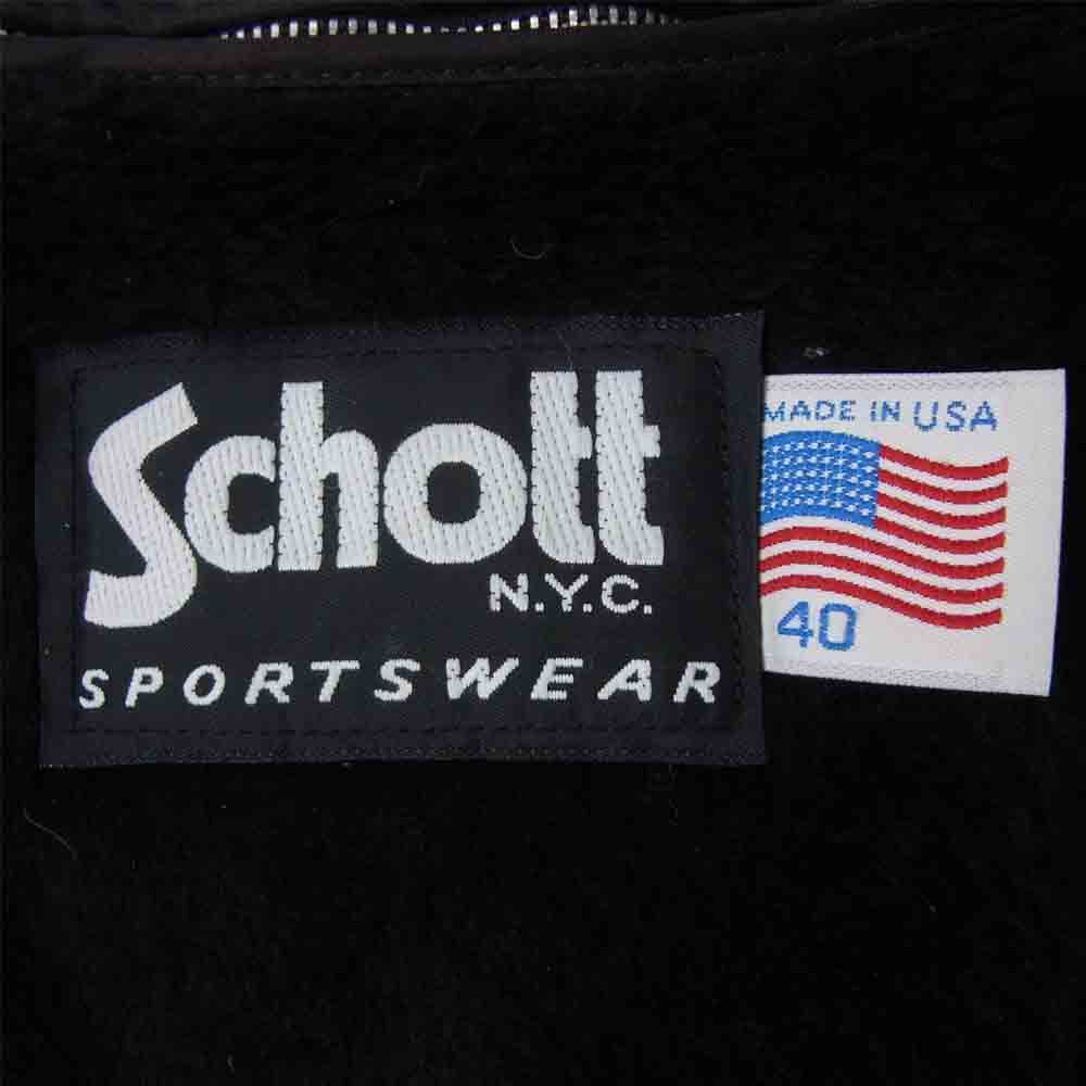schott ショット 184SM SPORTSWEAR 襟ボア レザー ジャケット ブラック系 40【中古】